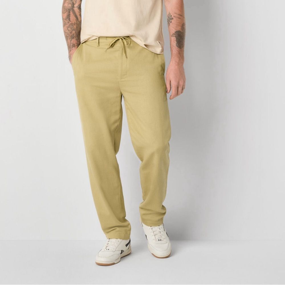 Walker Hayes for JCPenney Linen Cotton Mens Regular Fit Pants Khaki Size Large